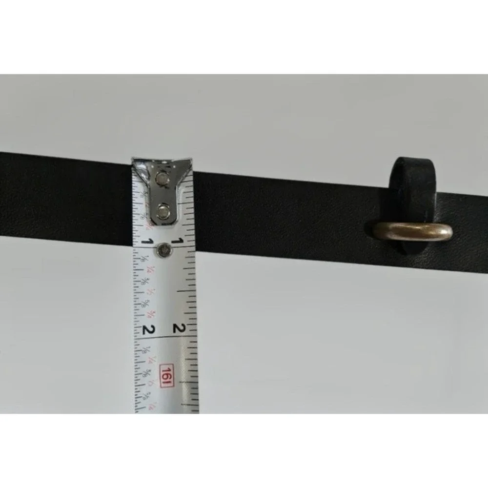 Black Leather‎ Belt 44-46 Inch Antique Brass Buckle Western Statement Unisex